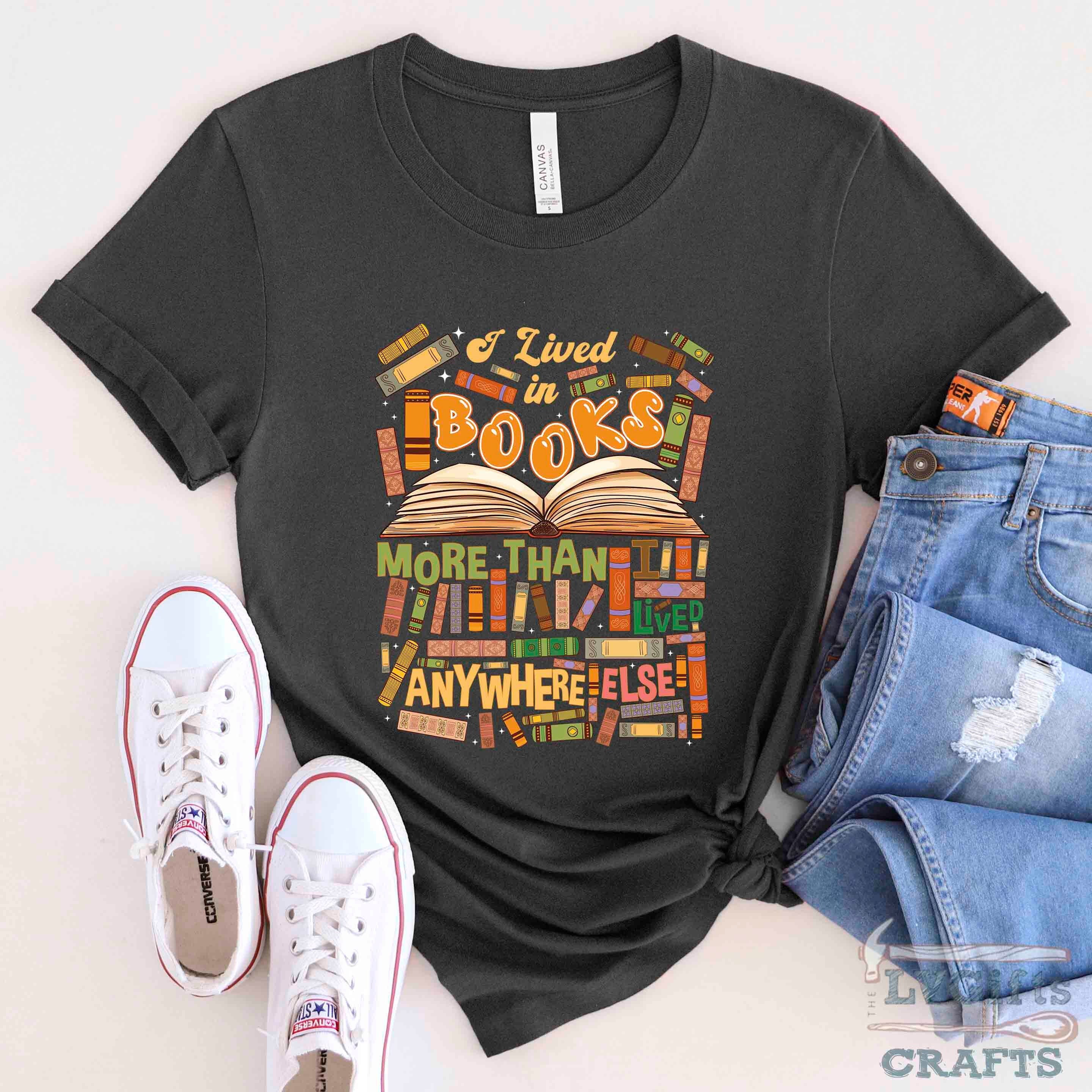  FALL INTO A GOOD BOOK Reader Autumn Reading Books Meme T-Shirt  : Clothing, Shoes & Jewelry