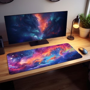 Breathtaking Colorful Galaxy in Space Desk Pad, Gaming Mouse Pad