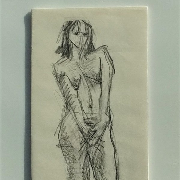 Figure Study, Graphite on paper drawing, one of a kind, 'Minnow' by Phil Fake