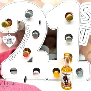 21st Birthday Alcohol Display for Mini Liquor Bottles, Gift for 21 Year Old Female