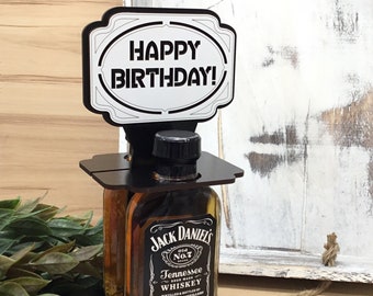 Happy Birthday Whiskey Gift Caddy, 100ml Liquor Bottle Holder, Gift for Boyfriend, Alcohol Gifts for Her, Gift for Dad, Bar Decor, Shot Cake