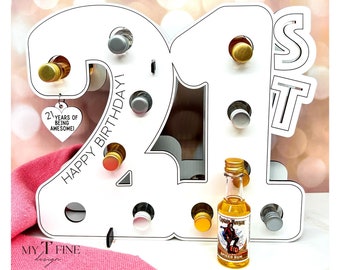 21st Birthday Alcohol Display for Mini Liquor Bottles, Gift for 21 Year Old Female