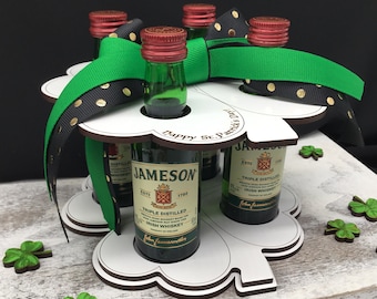 St. Patrick's Day Whiskey Gift, Mini Liquor Irish Gift, Lucky 4 Leaf Clover Alcohol Gift, Irish Boyfriend Gift, St Paddys Day Liquor Display
