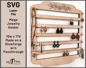 Download Wall Earring Holder Svg Large Earring Display For Up To 65 Dangle And Stud Earrings Designed For Glowforge Jewelry Holder Laser Cut Plans Drawing Illustration Art Collectibles Delage Com Br