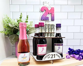 21st Birthday Mini Wine & Money Cake Gift, Girl Party Decoration