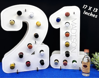 Personalized 21st Birthday Mini Liquor Bottle Display: Shot Stand