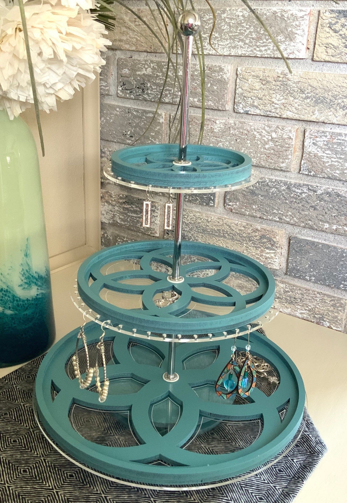 Tiered Tray Jewelry Organizer Stand SVG Laser File Spinning Etsy