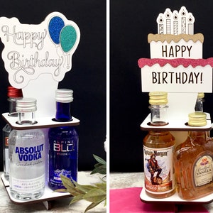 Mini Liquor Bottle Birthday Caddy, Alcohol Gift for Friends