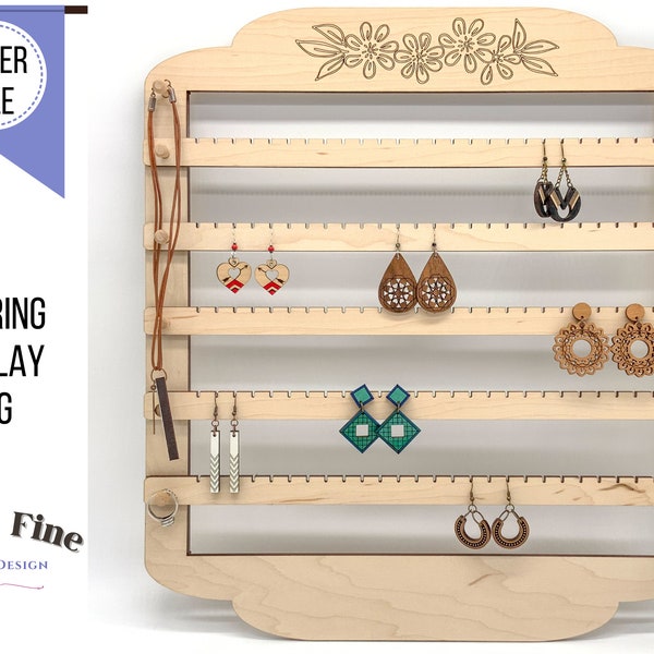 Wall Earring Holder SVG, Jewelry Holder Laser Cut Plans, Designed for Glowforge, Large Earring Display for up to 65 Dangle and Stud Earrings