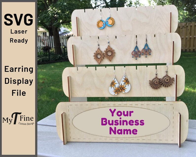 Tiered Earring Holder SVG Wood Earring Stand Laser File Etsy