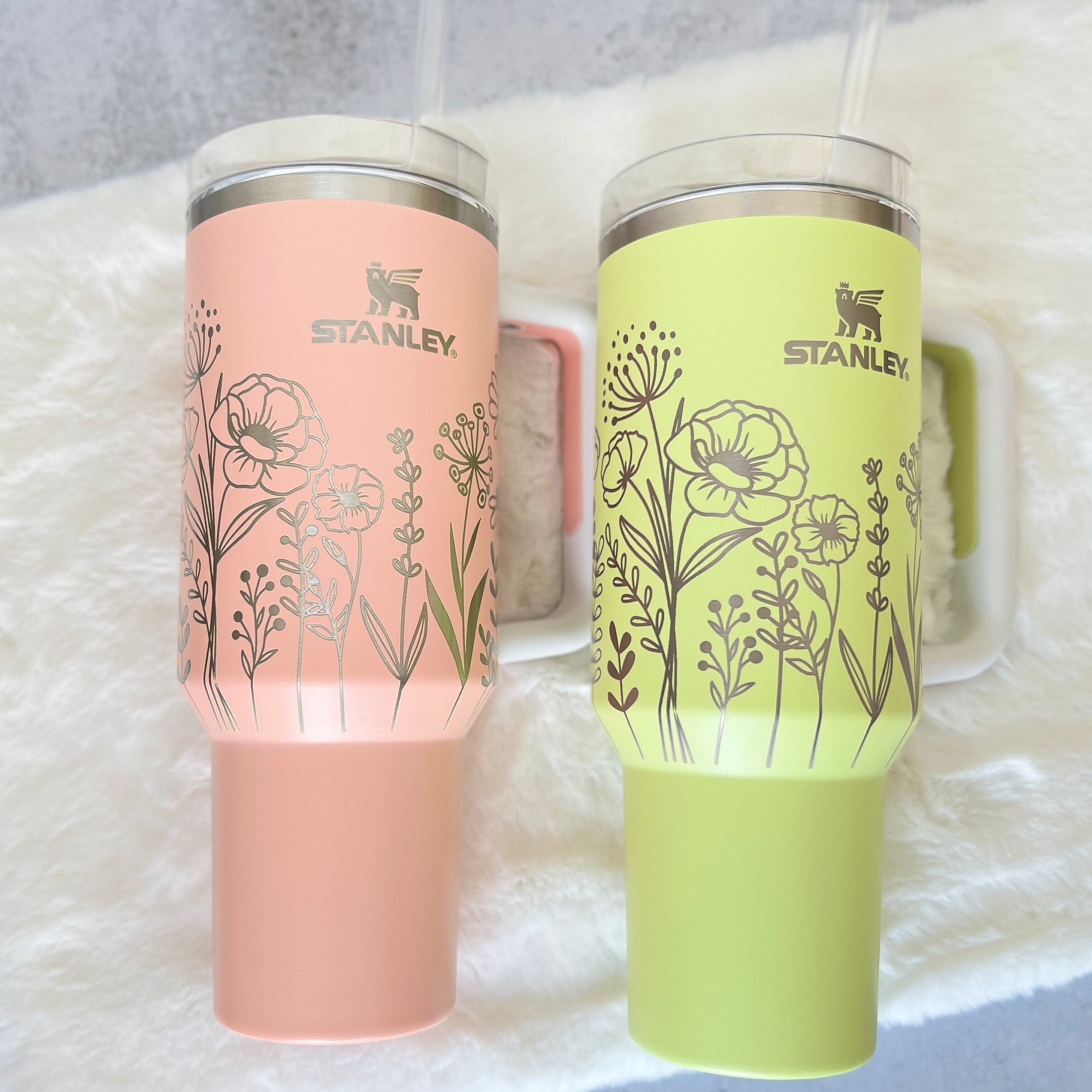 40 Oz Tumbler With Handle Peach or Citron Stanley Laser -  in 2023