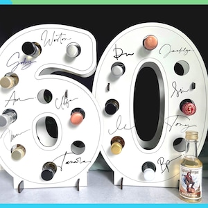 60th Birthday Shot Cake, Mini Liquor Bottle Holder, Happy Birthday Gift for Men, Unique, 60th Birthday Gift for Women, Birthday Decoration