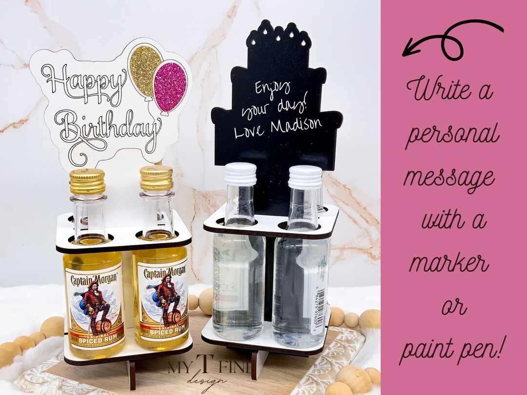 Birthday Mini Liquor Bottle Caddy Mini Alcohol Holder Etsy