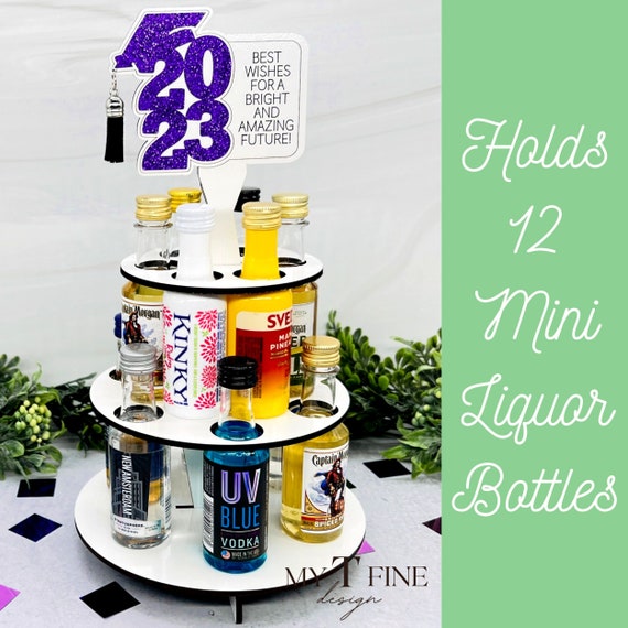 21st Birthday Gift for Her, Cheers to 21 Years Mini Liquor Bottle Stand,  Alcohol Shot Cake Gift for Him, Female 21st Decoration, Centerpiece 