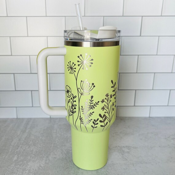 40 Oz Tumbler With Handle, Peach or Citron Stanley, Laser Engraved Floral  Tumbler, Large Capacity Cup, Gift for Her, Birthday Gift -  Finland