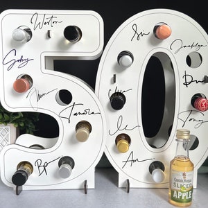 Fun 50th Birthday Mini Liquor Bottle Holder, Turning 50 Party Decoration, Gift for Men, Gift for Women, Alcohol Not Included