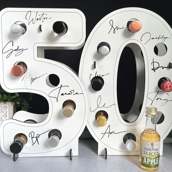 50th Birthday Shot Cake, Mini Liquor Bottle Holder, Happy Birthday Gift for Men, Gift for Women, Alcohol Related 50th Birthday Decorations