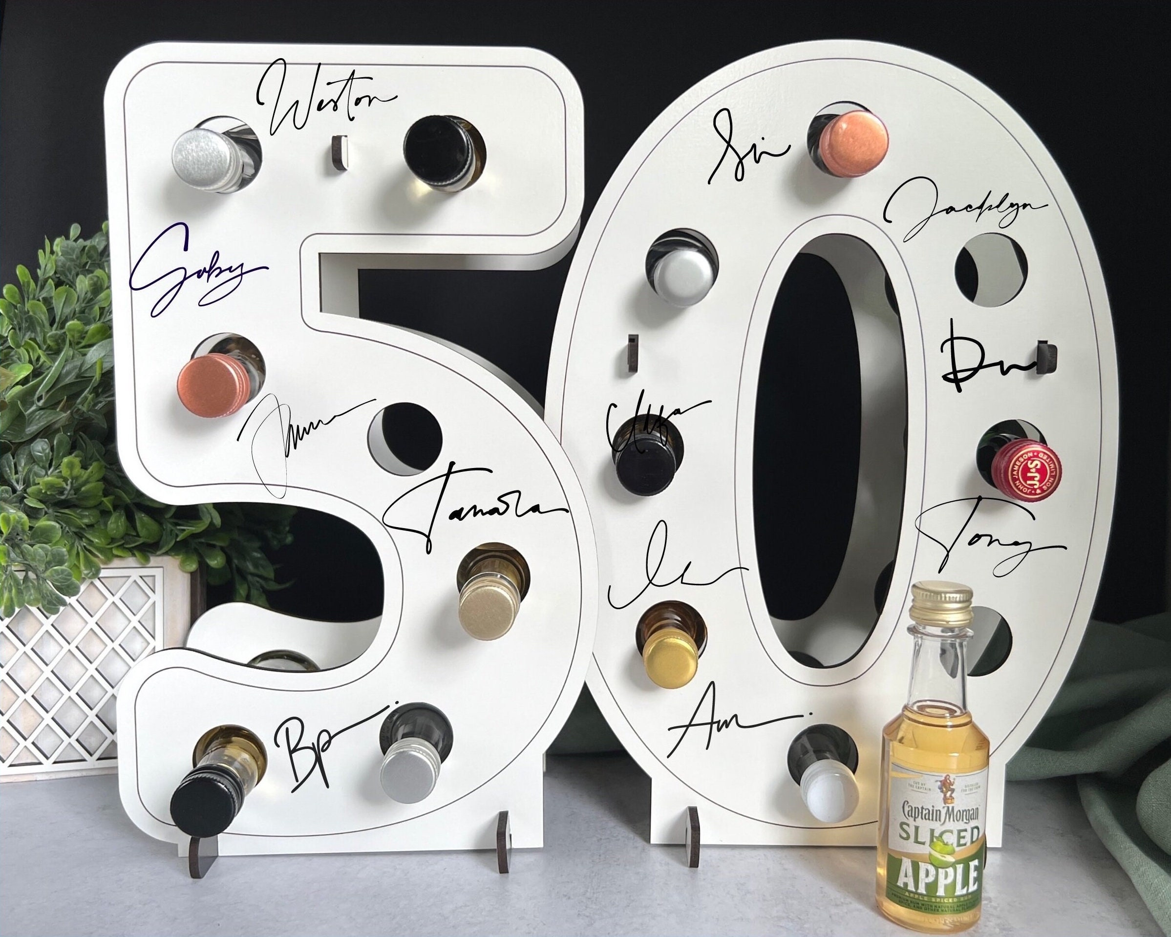 Fun 50th Birthday Mini Liquor Bottle Holder, Turning 50 Party