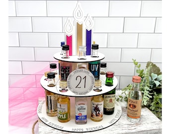 Milestone Gift for 21st Birthday, Mini Liquor Bottle Alcohol Shot Cake, Gift for Her, Turning 21 Gift for Girl