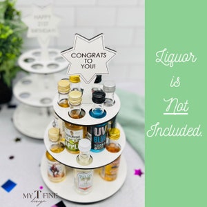 21st Birthday Tiered Shot Cake, Mini Liquor Bottle Holder, Party Favor Display, Personalized Birthday Gift for Guy, Gift for Her 21st