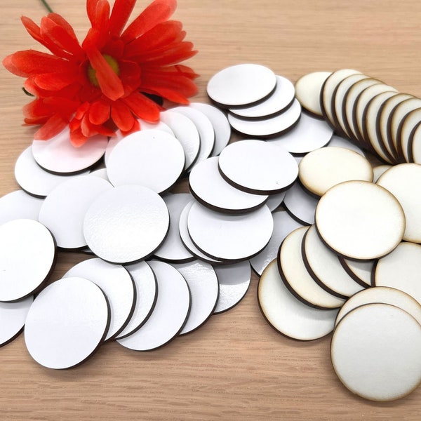 Board Game Tokens, Pre Masked for Laser Engraving, 1.5 inch White Dry Erase Rounds, Double Sided Whiteboard