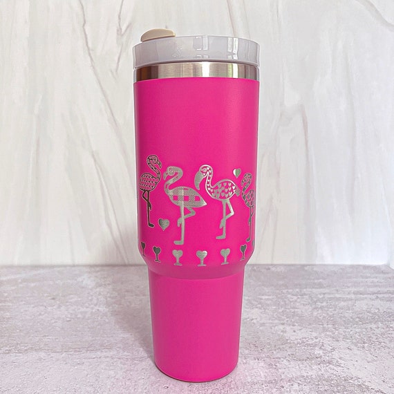 Doll Babe - Laser Engraved - 40oz Pink Tumbler with Handle