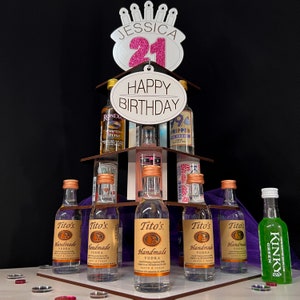 21st Birthday Alcohol Tower Party Decoration for Mini Liquor Wine Beer ...