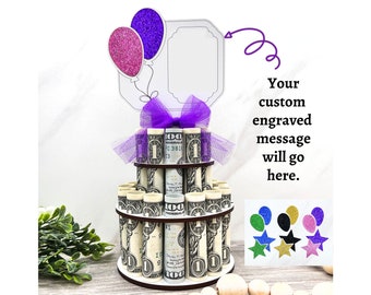 Personalized Money Cake: Engraved Gift for Birthdays, Retirement