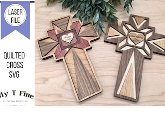 Memorial Cross Laser Cut File, Wood Quilt Cross SVG, Digital Download