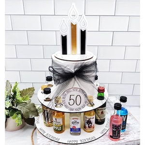 Men's 50th Birthday Shot Bottle Cake, Holy Crap You Are Old Toilet Paper and Alcohol Gift for Guy, Funny Alcohol Gift for Him