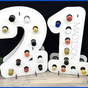 Personalized 21st Birthday Mini Liquor Bottle Display, 21st Gift for Him, Gift for Her, 21st Party Decoration, 21 Shot Stand for Alcohol