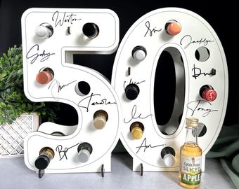 Fun 50th Birthday Mini Liquor Bottle Holder: Party Decoration Gift for Men