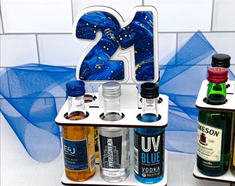 Guys 21st Birthday 6 Pack Mini Bottle Holder-Alcohol Not Included