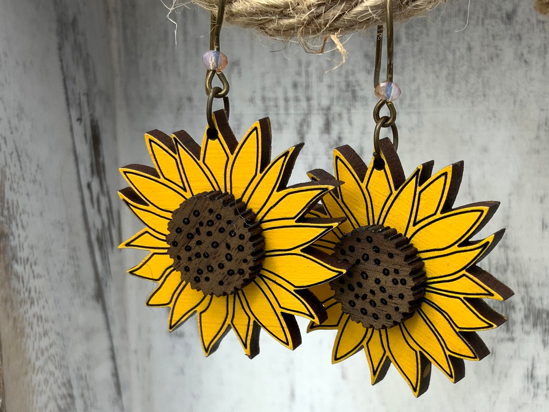SVG Wood Sunflower Earrings Fall Earring Cut File Laser Cut Etsy