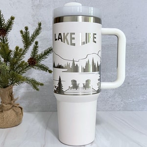 Stanley Lake Map Tumbler Travel Mug Insulated Laser Engraved