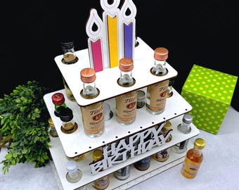 Mini Liquor Bottle Shot Cake, Layered Alcohol Cake, 21st Gift for Her