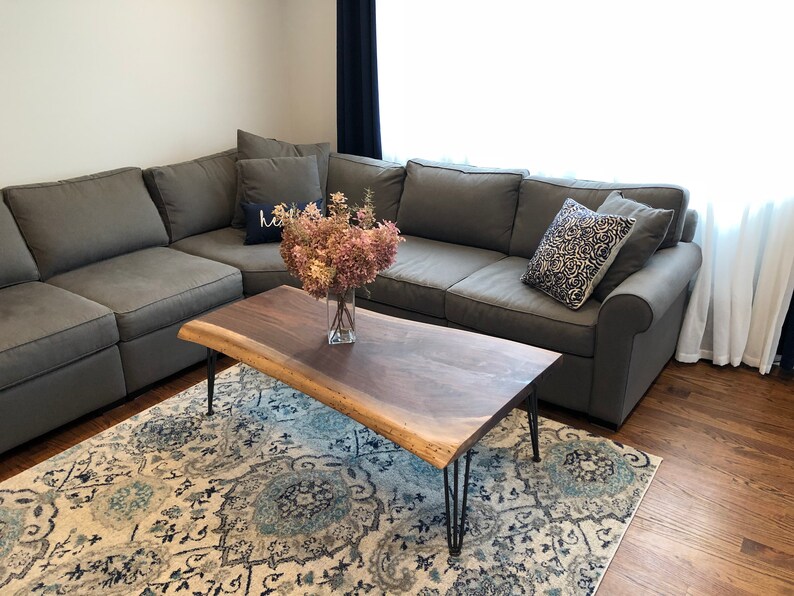 Live Edge Black Walnut Coffee Table Rustic Transitional Modern Custom