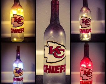 Kansas City Chiefs Light Up Wine Bottle