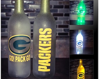 Green Bay Packers light up wine bottle