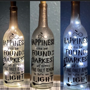 Happiness Can Be Found Light Up Wine Bottle