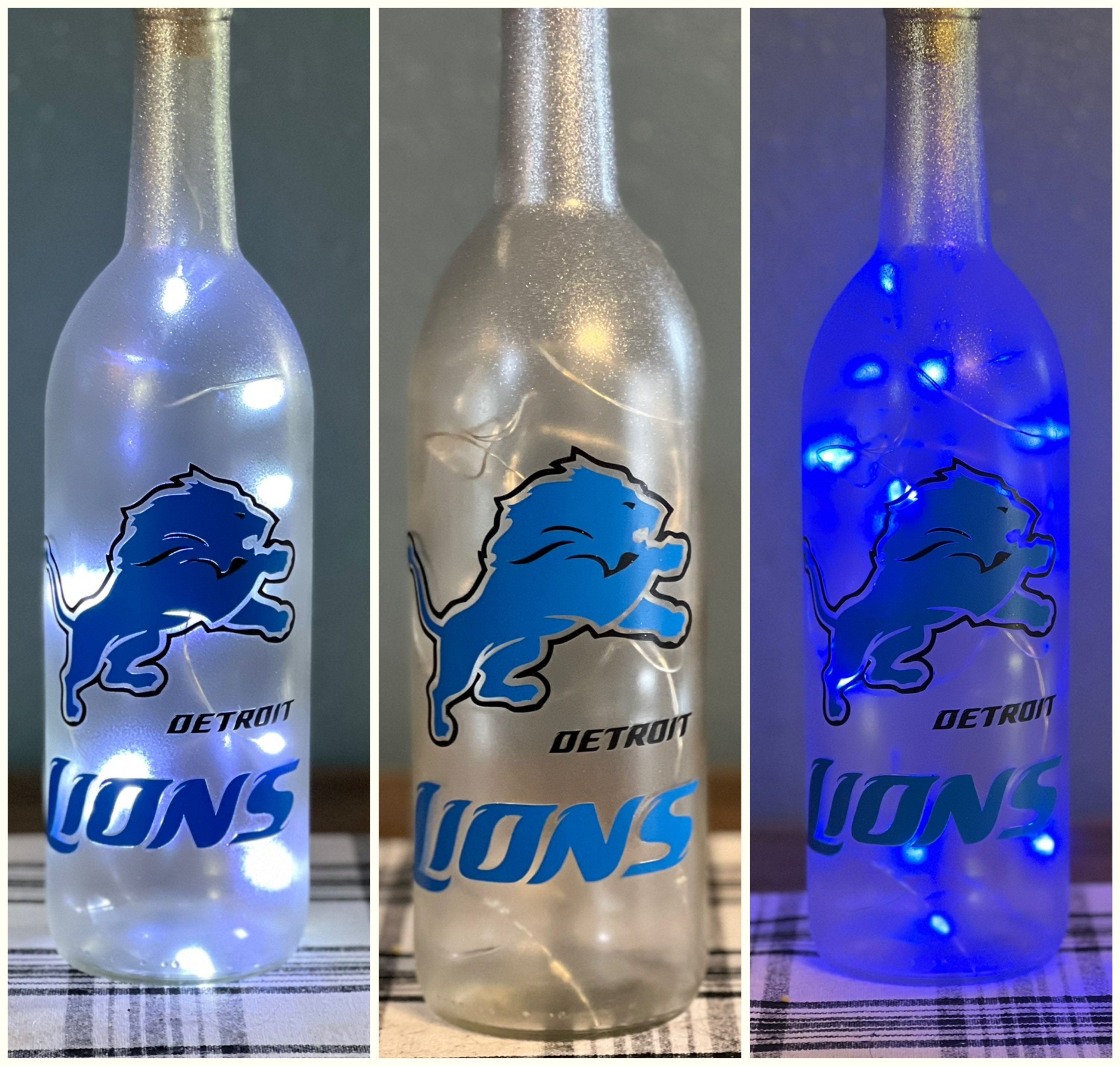 Lions Light up Wine Bottle 