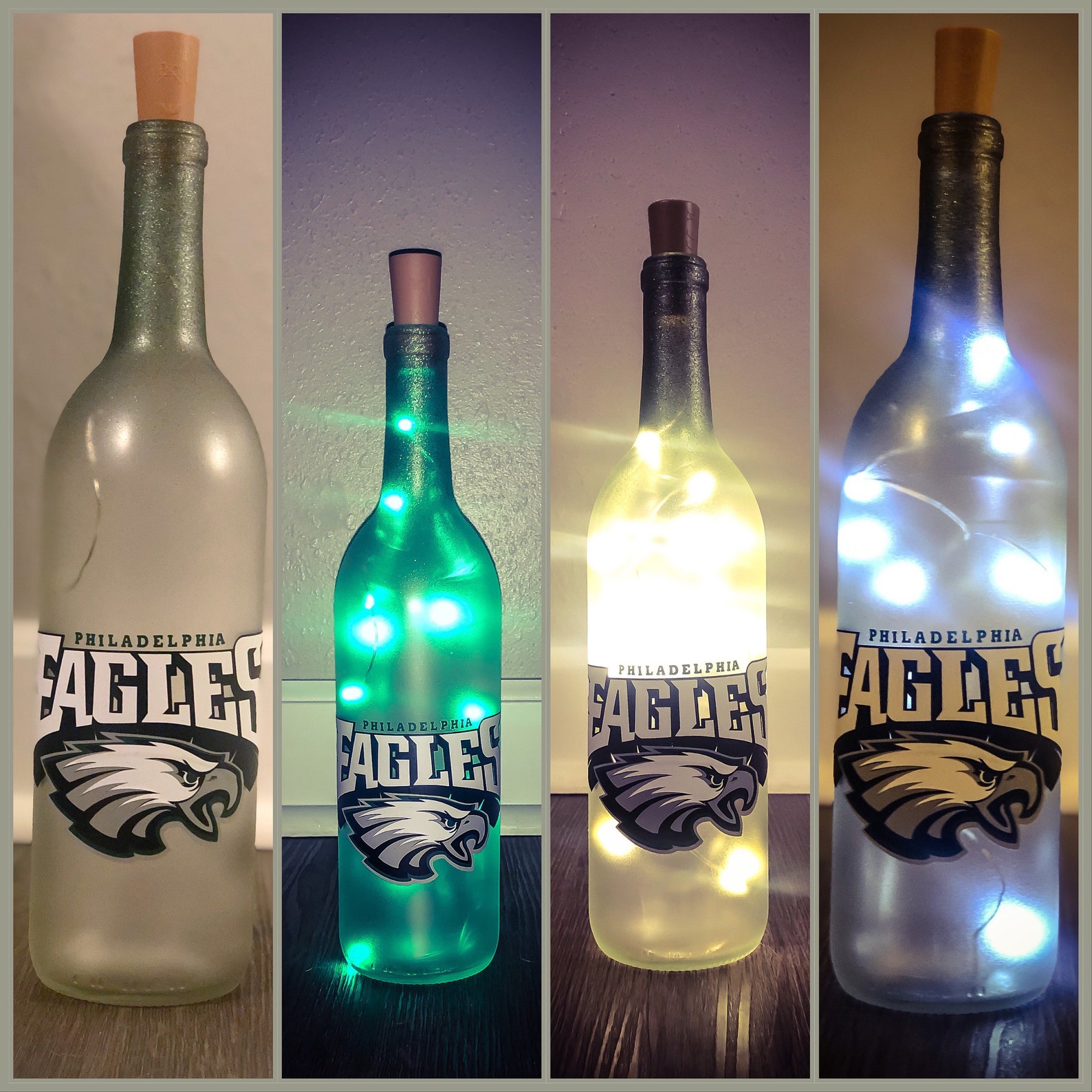Philadelphia Eagles Light up Wine Bottle Etsy