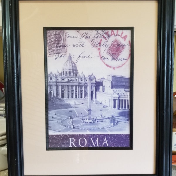 TRAJAN Column print, Roman Monument lithograph, Roma art print, Italian landmark, Rome forum, Colonna Traiana, travel stamp art, lithograph