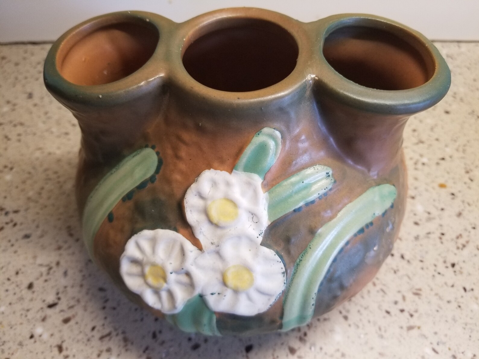 Roseville Pottery 3 Hole Flower Vase three openings brown Etsy
