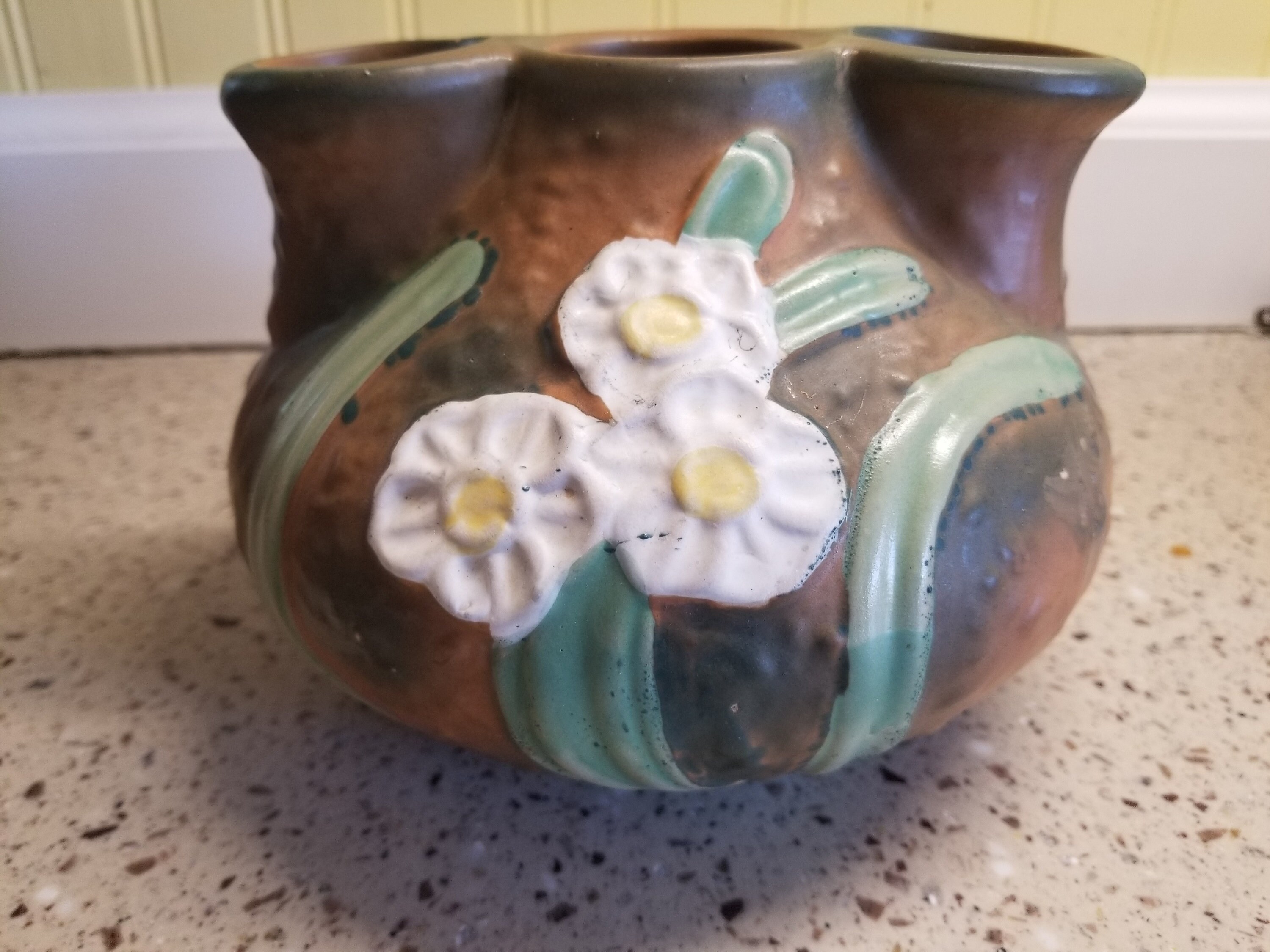 Roseville Pottery 3 Hole Flower Vase three openings brown Etsy