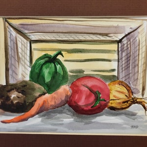 Vegetable Watercolor Painting, Wall Art, Garden Veggies Painting ...