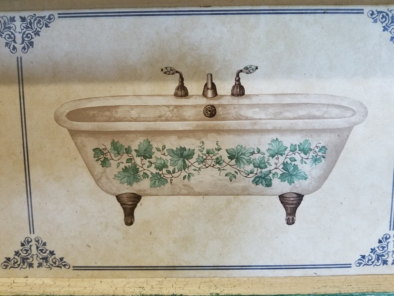 Bathtub art wall decor Rustic Country Vintage Bathroom Etsy