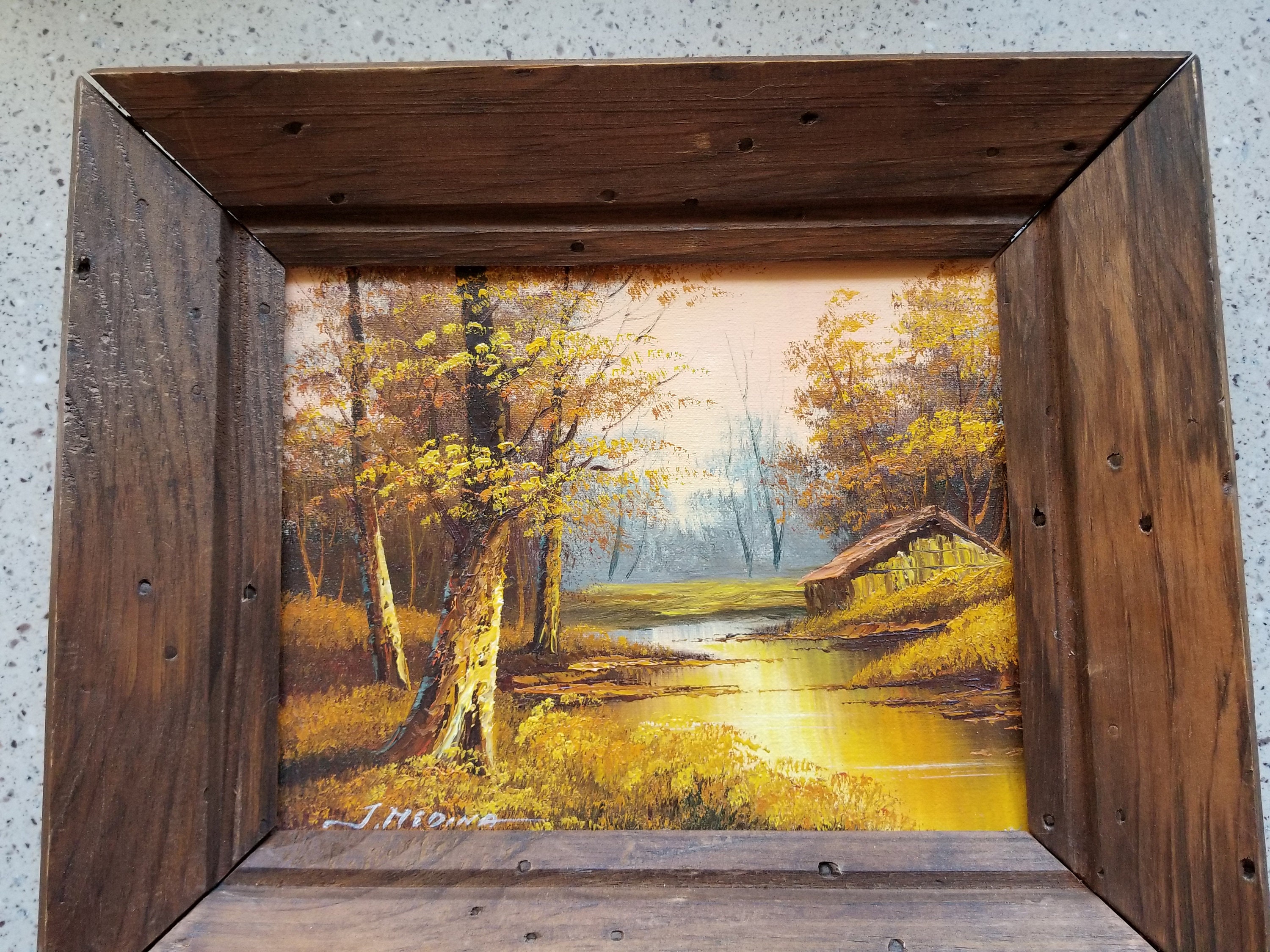 Autumn, Fall Trees Oil Painting, Autumn Landscape, Trees, Cabin