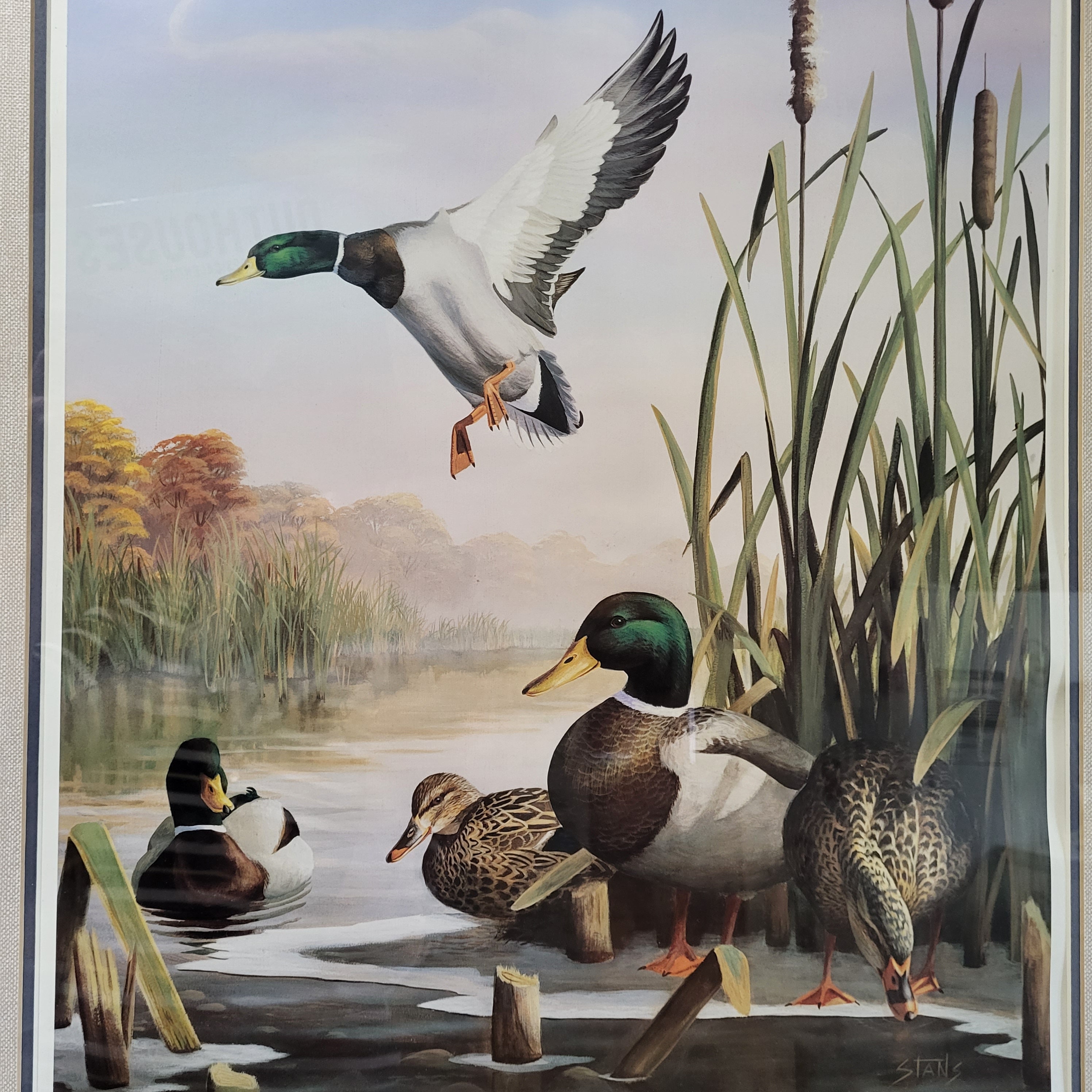 Leo Stan's Hand Signed Autumn Air, Duck Print, Lithograph, Antique