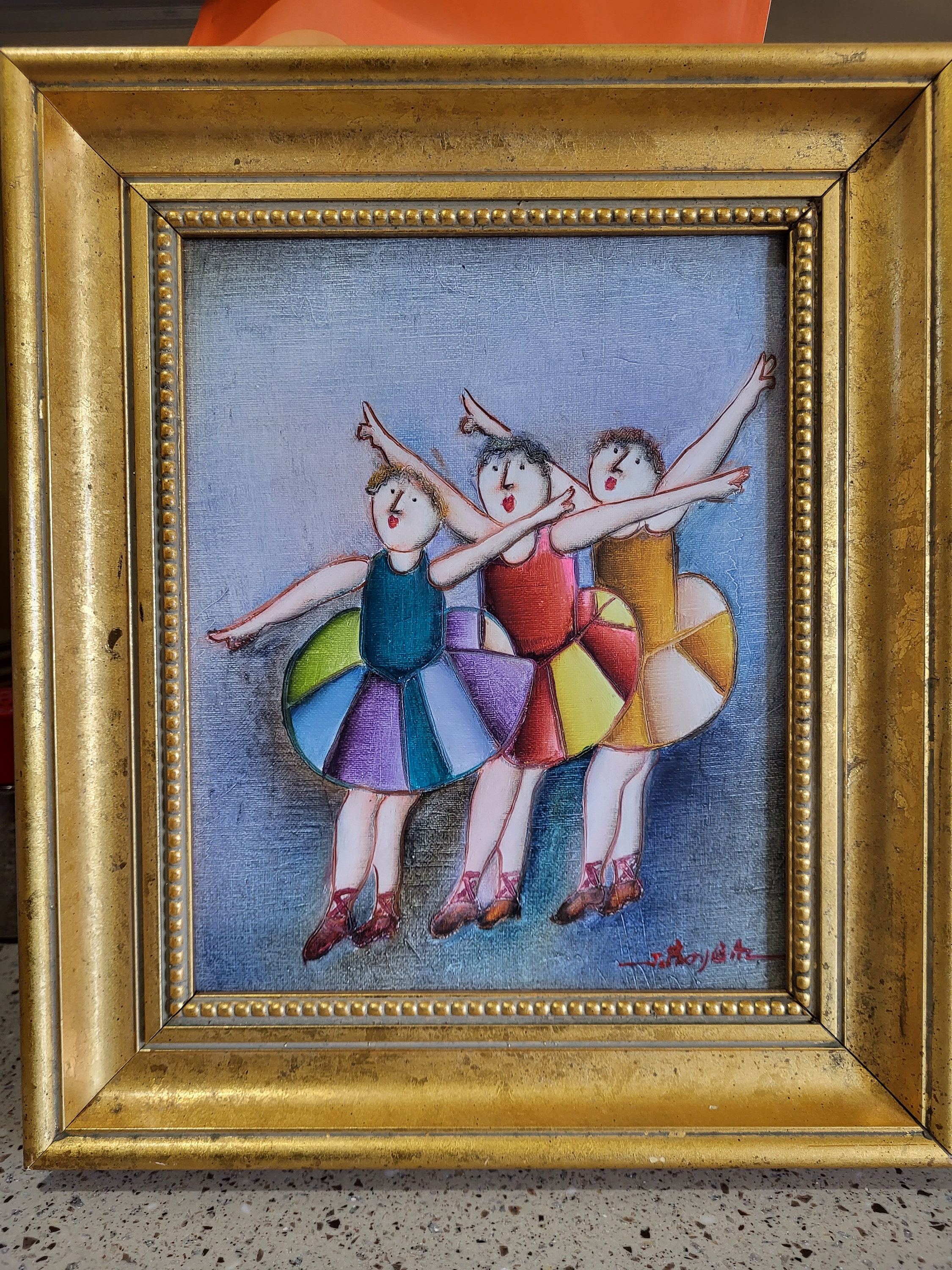 ☆ジェイ ロイバル 油彩 ボール遊び F3号 ☆ J.Roybal 油絵 額装